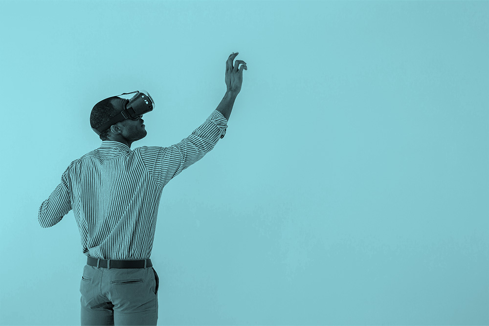 WallUniverse electronic distributor Elektronik VR headset blue